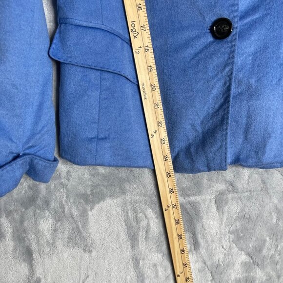 Lafayette 148 Loro Piana Wool Angora Blazer Jacket Women's 14 Blue 3 Button - Picture 13 of 14